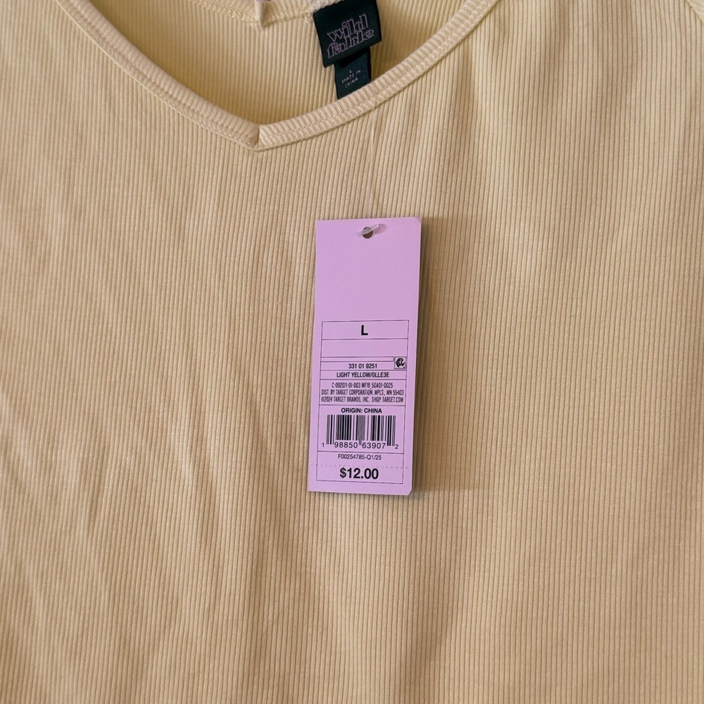 Wild Fable Ribbed Tee — Soft Yellow (NWT) - Picture 2 of 4